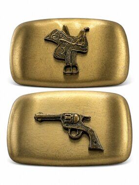 Chambers Best Co. Belt Buckles pistol horse saddle brass vintage